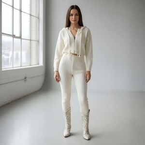 Hot & Delicious ✦ Vanilla Tough Cookie Knit Set ✦ Hoodie Cardigan & Leggings S